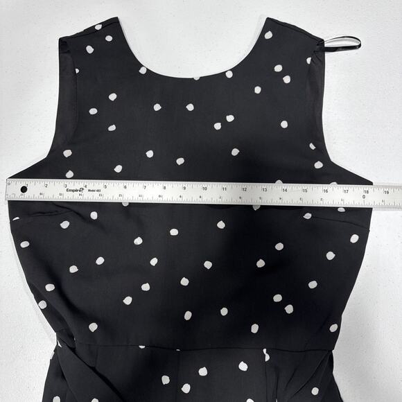 Women's Warehouse Sleeveless Belted Wide Leg Jumpsuit US 8 UK 12 Black Polka Dot - Picture 7 of 15